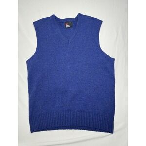 Vintage Robert Bruce Sweater Vest Mens X-Large‎ Blue Wool Blend Made in USA